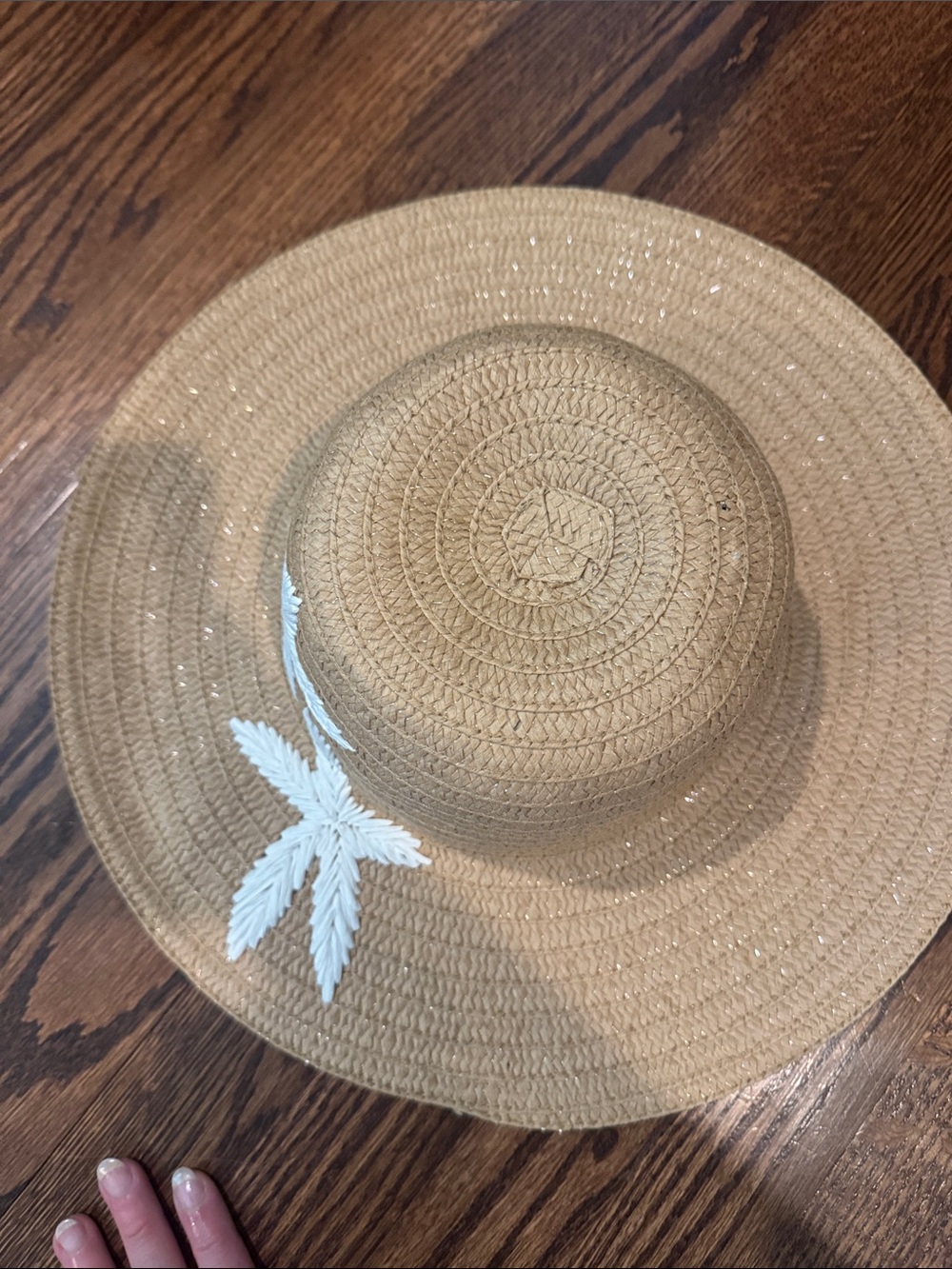 Panama Jack Wide Brim Hat with Two Embroidered White Flowers - Picture 4 of 9